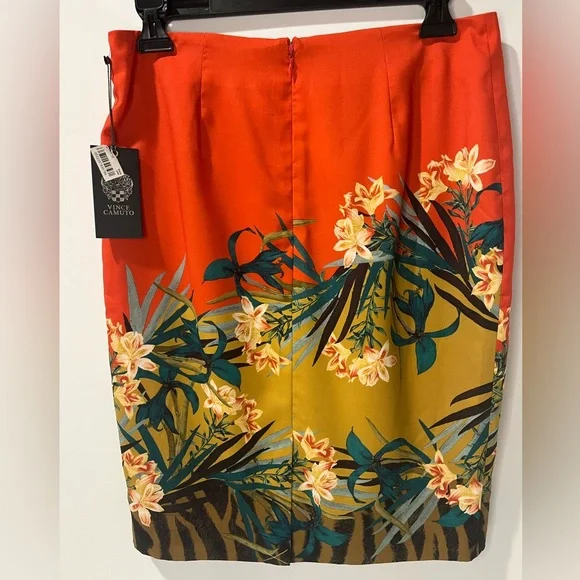 Vince Camuto Bright & Light Weight Border Print Pencil Skirt sz2 - Picture 2 of 12